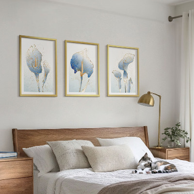 Composição de quadros moderna Flores azuis no fundo