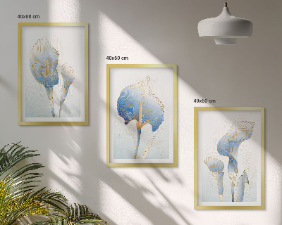 Composição de quadros moderna Flores azuis no fundo