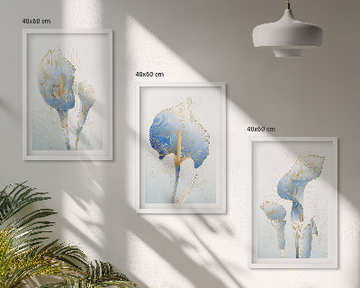 Composição de quadros moderna Flores azuis no fundo