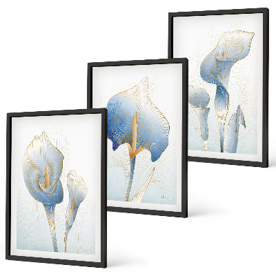Composição de quadros moderna Flores azuis no fundo
