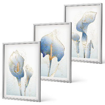 Composição de quadros moderna Flores azuis no fundo