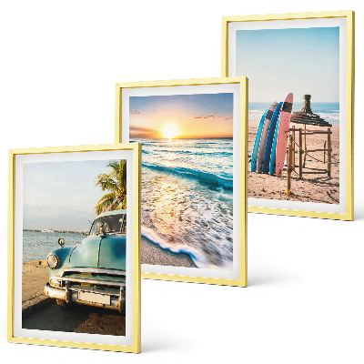 Conjunto de 3 quadros com moldura Férias ao pôr do sol em Miami