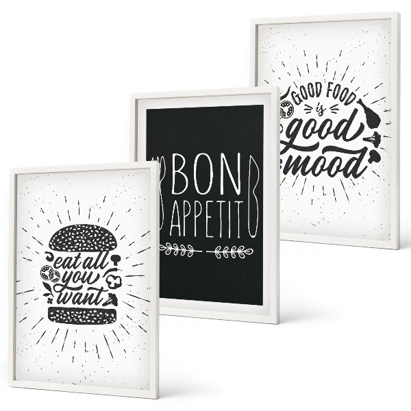 Conjunto de quadros para sala de estar Gráficos, comida, slogans culinários