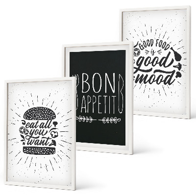 Conjunto de quadros para sala de estar Gráficos, comida, slogans culinários