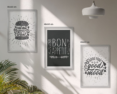 Conjunto de quadros para sala de estar Gráficos, comida, slogans culinários