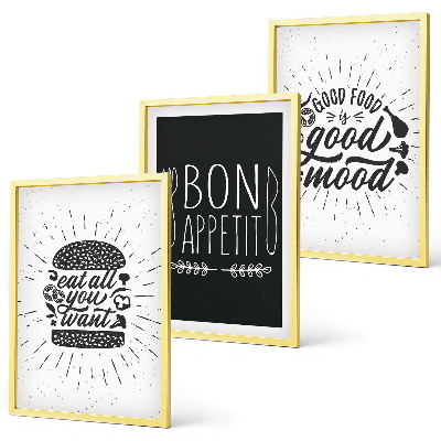 Conjunto de quadros para sala de estar Gráficos, comida, slogans culinários