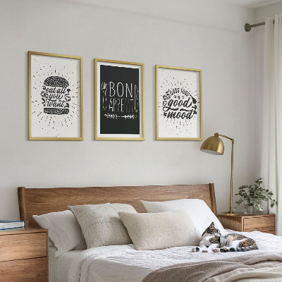 Conjunto de quadros para sala de estar Gráficos, comida, slogans culinários