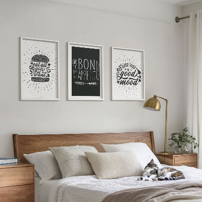 Conjunto de quadros para sala de estar Gráficos, comida, slogans culinários