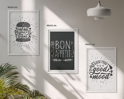 Conjunto de quadros para sala de estar Gráficos, comida, slogans culinários