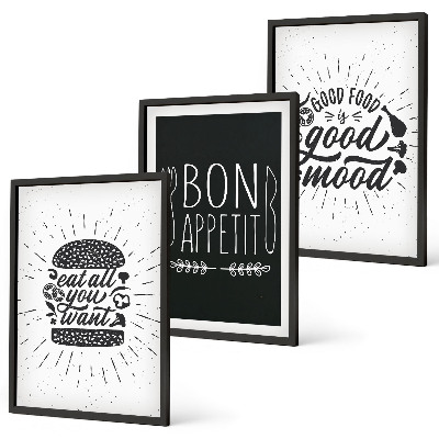 Conjunto de quadros para sala de estar Gráficos, comida, slogans culinários