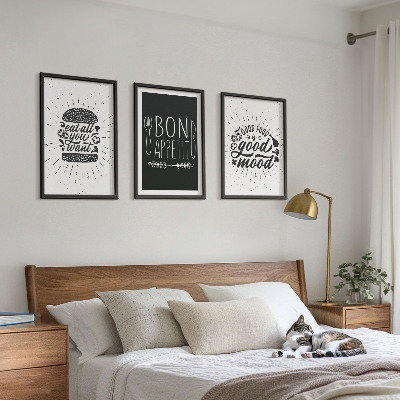 Conjunto de quadros para sala de estar Gráficos, comida, slogans culinários