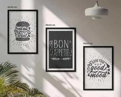 Conjunto de quadros para sala de estar Gráficos, comida, slogans culinários