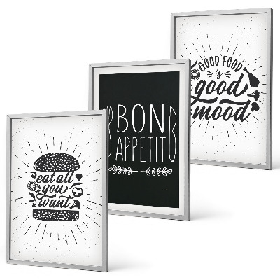 Conjunto de quadros para sala de estar Gráficos, comida, slogans culinários