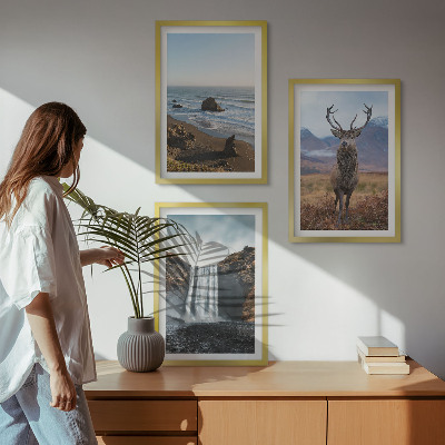 Composição de quadros moderna Paisagens montanhosas com uma cachoeira