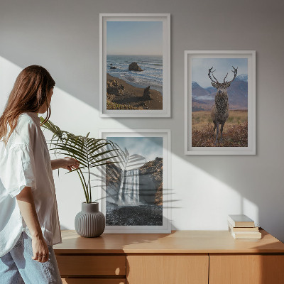 Composição de quadros moderna Paisagens montanhosas com uma cachoeira