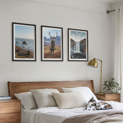 Composição de quadros moderna Paisagens montanhosas com uma cachoeira
