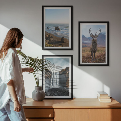 Composição de quadros moderna Paisagens montanhosas com uma cachoeira