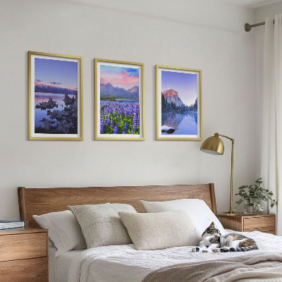 Composição de quadros moderna Paisagens de montanhas com água e céu