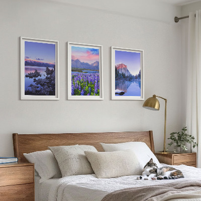 Composição de quadros moderna Paisagens de montanhas com água e céu