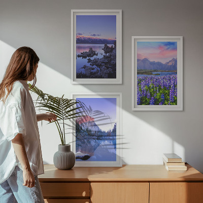 Composição de quadros moderna Paisagens de montanhas com água e céu