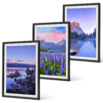 Composição de quadros moderna Paisagens de montanhas com água e céu