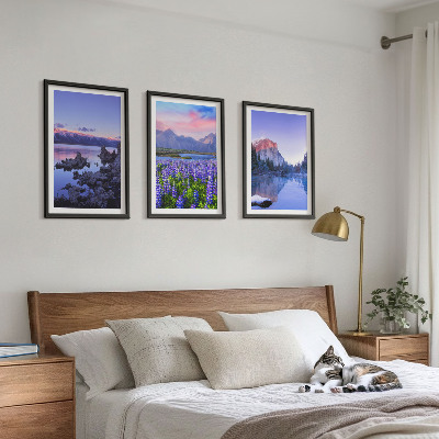 Composição de quadros moderna Paisagens de montanhas com água e céu