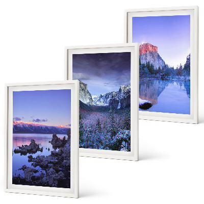 Conjunto de quadros para sala de estar Paisagens de montanha, pôr do sol, água