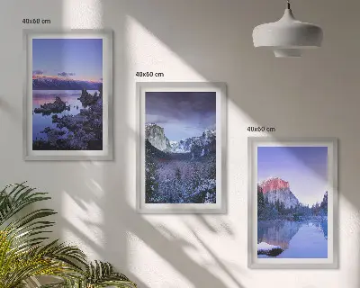 Conjunto de quadros para sala de estar com paisagens de montanha, pôr do sol e água