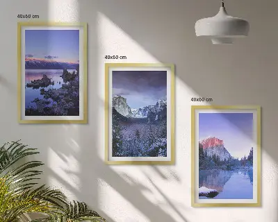Conjunto de quadros para sala de estar com paisagens de montanha, pôr do sol e água