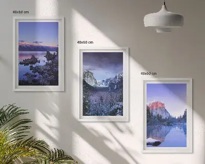 Conjunto de quadros para sala de estar com paisagens de montanha, pôr do sol e água