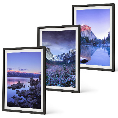 Conjunto de quadros para sala de estar Paisagens de montanha, pôr do sol, água