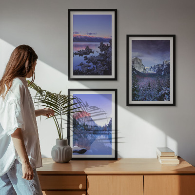 Conjunto de quadros para sala de estar Paisagens de montanha, pôr do sol, água
