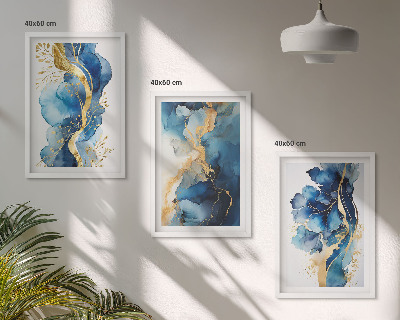 Conjunto de quadros para sala de estar Padrões abstratos azuis