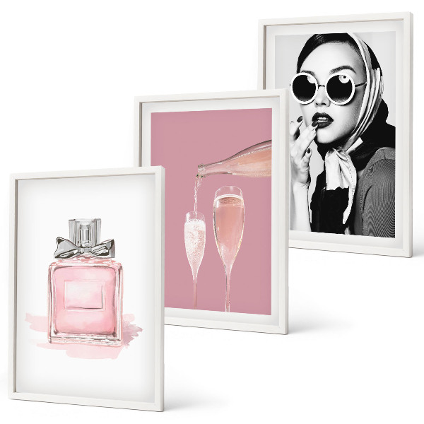 Composição de quadros moderna Acessórios rosa estilosos