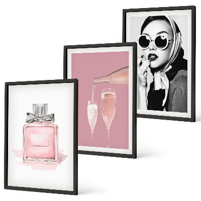 Composição de quadros moderna Acessórios rosa estilosos
