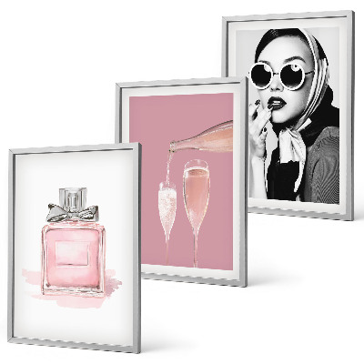 Composição de quadros moderna Acessórios rosa estilosos