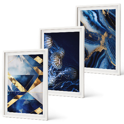 Conjunto de 3 quadros com moldura Padrões abstratos elegantes