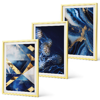 Conjunto de 3 quadros com moldura Padrões abstratos elegantes