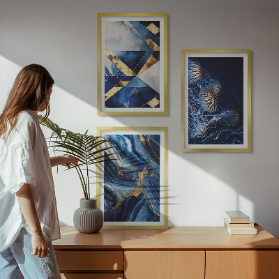 Conjunto de 3 quadros com moldura Padrões abstratos elegantes