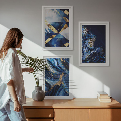 Conjunto de 3 quadros com moldura Padrões abstratos elegantes
