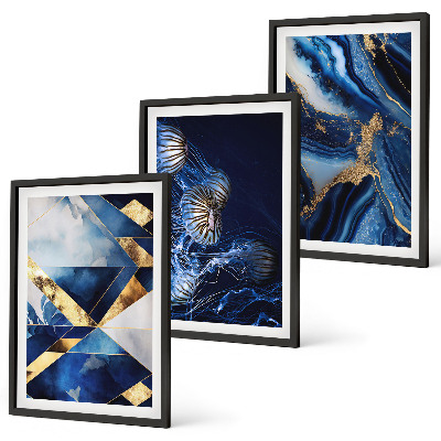 Conjunto de 3 quadros com moldura Padrões abstratos elegantes