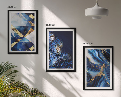 Conjunto de 3 quadros com moldura Padrões abstratos elegantes
