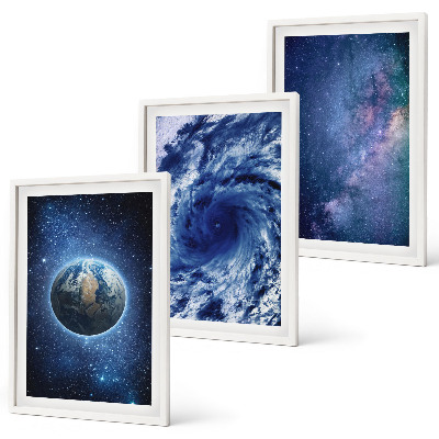 Conjunto de quadros para sala de estar tempestade espacial da Terra galáxia