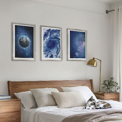 Conjunto de quadros para sala de estar tempestade espacial da Terra galáxia