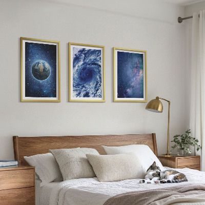 Conjunto de quadros para sala de estar tempestade espacial da Terra galáxia