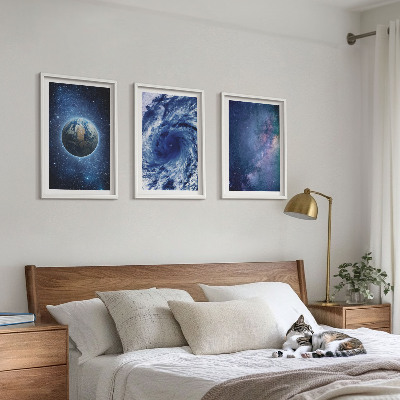 Conjunto de quadros para sala de estar tempestade espacial da Terra galáxia