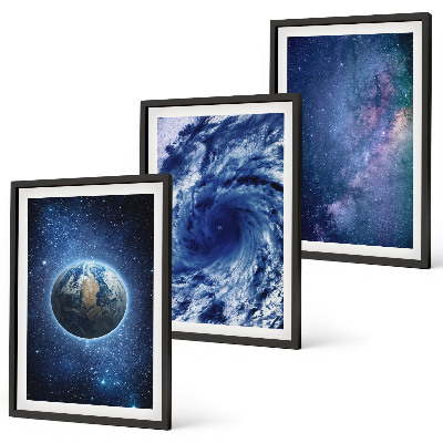 Conjunto de quadros para sala de estar tempestade espacial da Terra galáxia