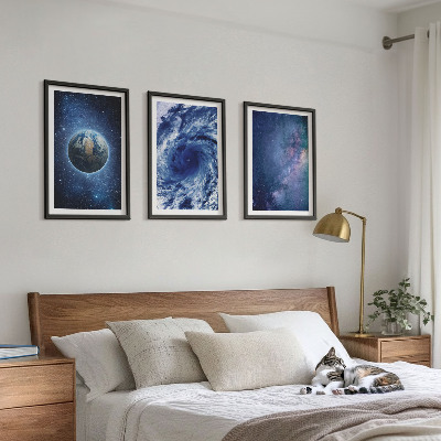 Conjunto de quadros para sala de estar tempestade espacial da Terra galáxia