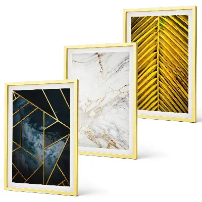 Composição de quadros moderna com padrões geométricos e vegetação