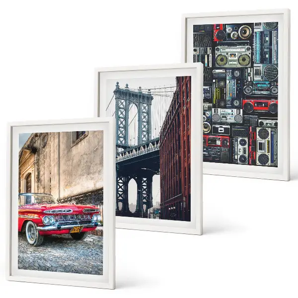 Conjunto de 3 quadros com moldura ponte antiga para carros no Brooklyn estilo áudio retrô